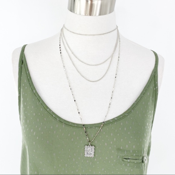 Picture Perfect Rose 4-Chain Silver Tone Necklace - Picture 2 of 6